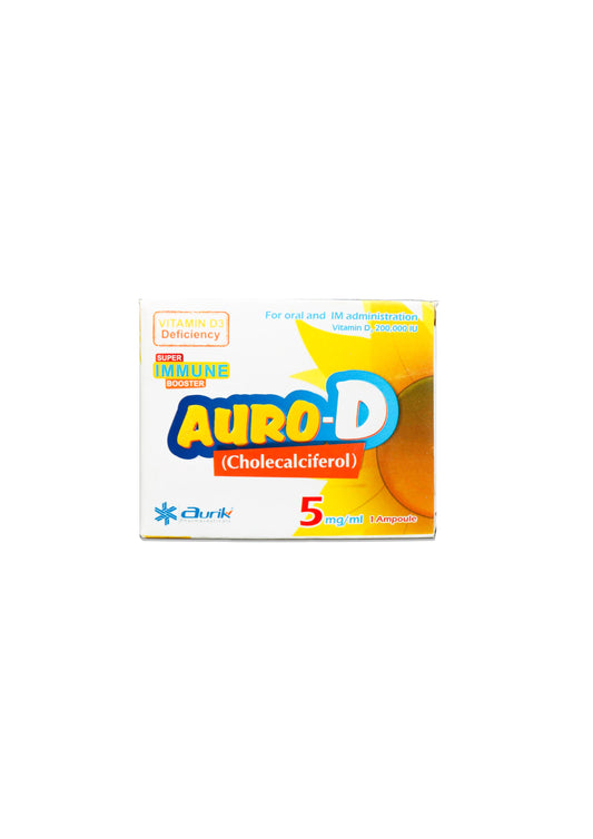 Auro-D (Cholecalciferol) – Vitamin D3 Supplement (5mg/ml, 1 Ampoule)